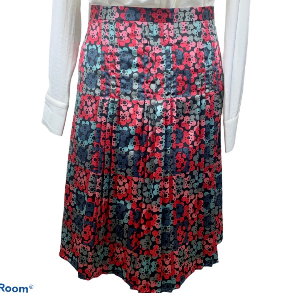 Marc Jacobs Pleated Silk Floral Print Skirt